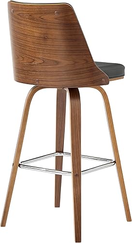 Miniatura 125 de Armen Living Jayden - Taburete de bar moderno giratorio de piel sintética gris y madera de nogal de 26 pulgadas para encimera de isla de cocina