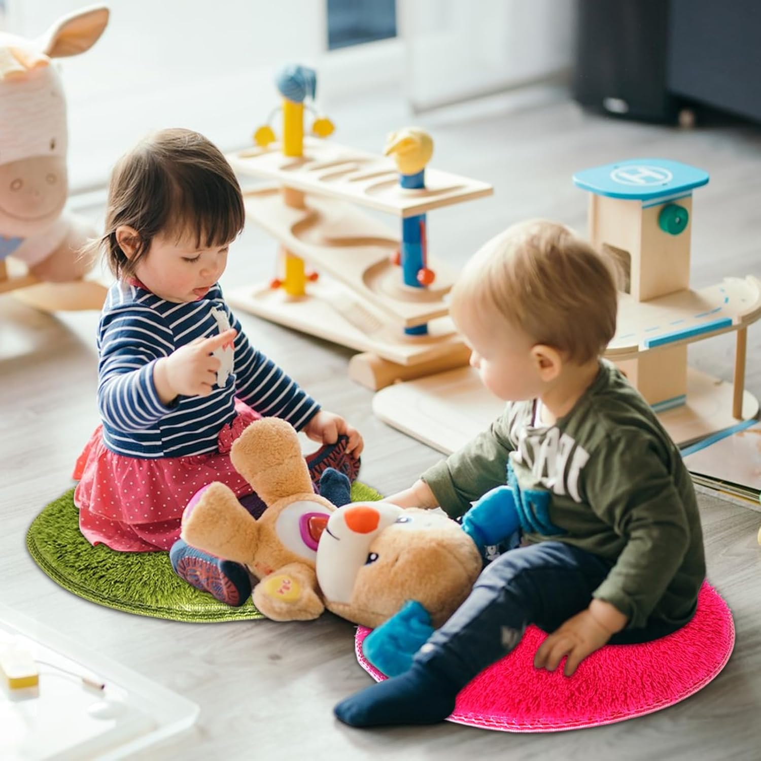 14 Pcs Kids Crazy Carpet Circle Seats 16 inch Round Floor Mat Kids Floor Cushions Soft Colorful Educational Classroom Rug