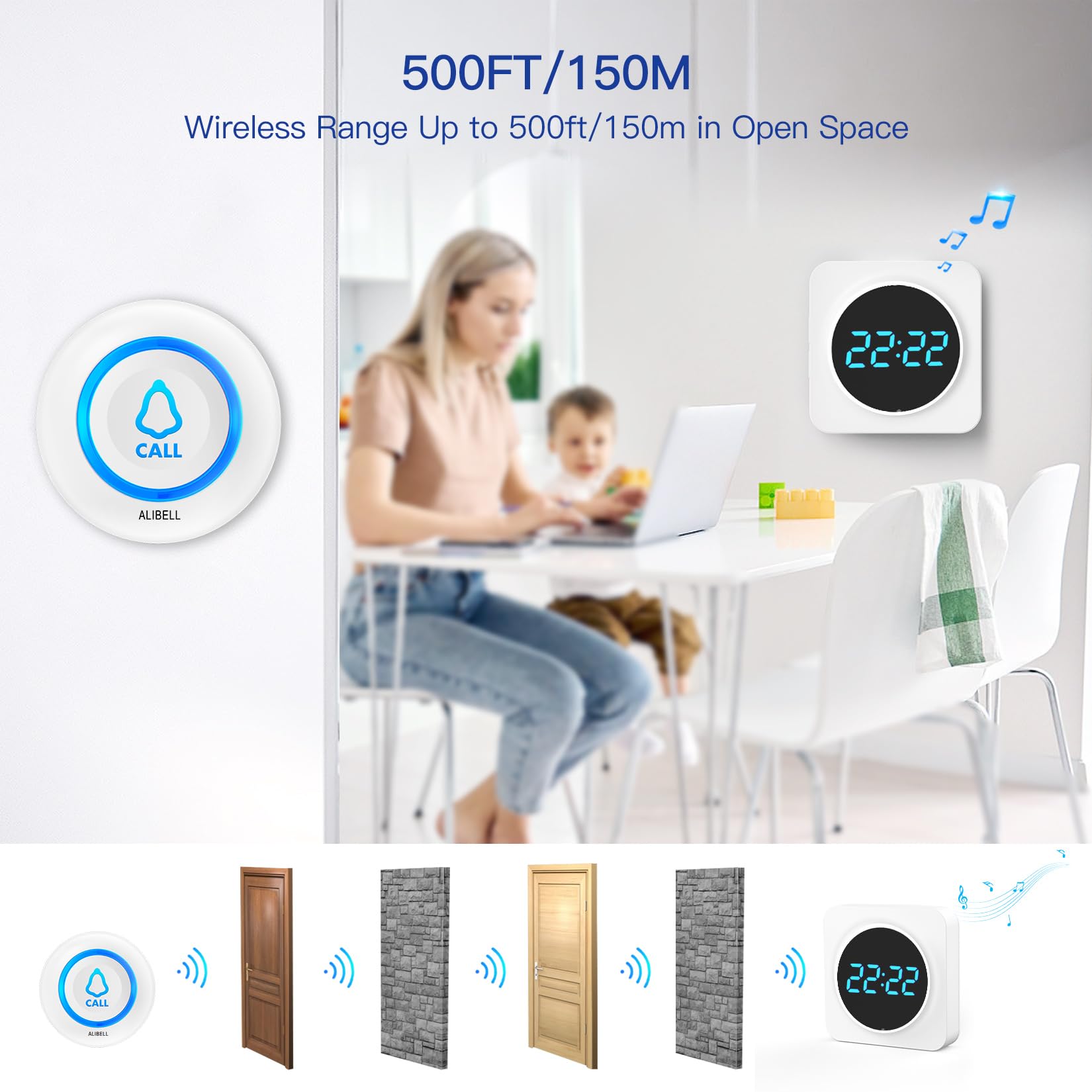 Wireless Personal Emergency Alarm for Elderly 500ft Long Range Fall Alert System With 1 Number Display Receiver and 1 Emergency Panic Button - Image 3