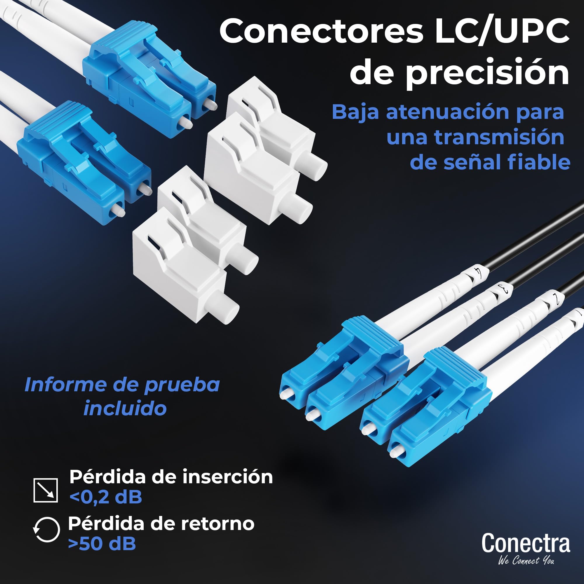 40m Cable de Fibra Óptica Blindado 4 Fibras OS2 LC/UPC ⌀4mm | Monomodo 9/125µm G.657.A2, Latiguillo Prolongador Patch, Breakout sin Empalmes, Interior/Exterior, Negro, LSZH