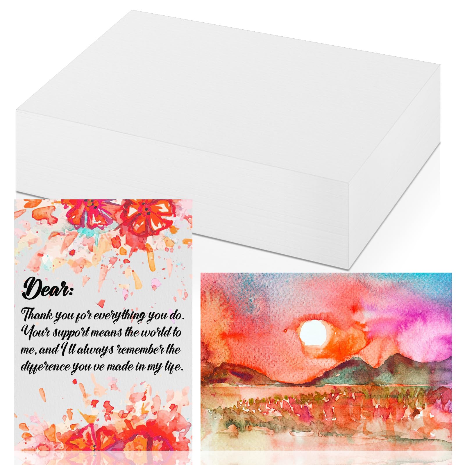 CXIIPOL 100 Sheets Watercolor Cards 5x7 Inch, 140 lb/300 GSM 100? Pure Cotton Watercolor Paper Cards for Creative Painting, Greeting Card, Thank You Notes, Gift Card, Wedding Invitations