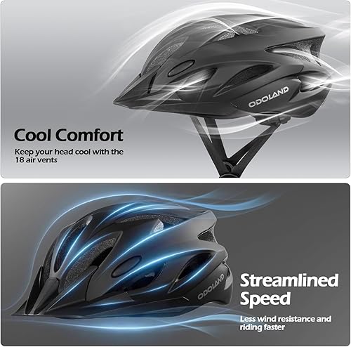 Miniatura 3 de Odoland Conjunto de casco de bicicleta para adultos y lentes de sol de ciclismo para hombres y mujeres, casco de bicicleta certificado de seguridad