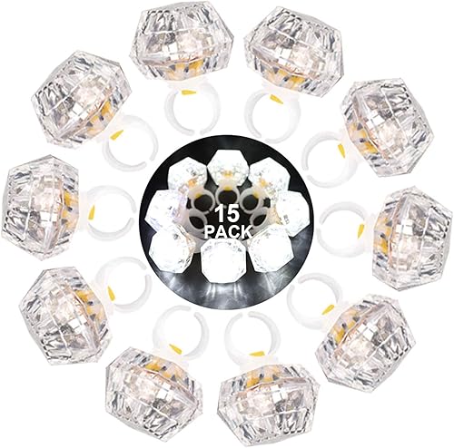 Miniatura 7 de Anillos con luz LED, anillos blancos para cumpleaños, despedida de soltera, despedida de soltera, regalos de fiesta de Gatsby, estuche transparente
