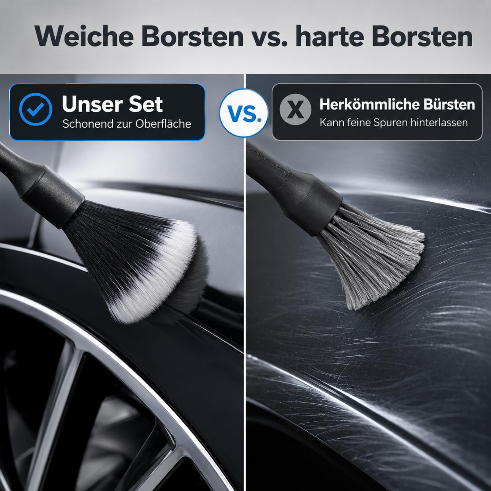 Autoreinigungsset 9er Pack Radbürsten Set mit weichen Borsten