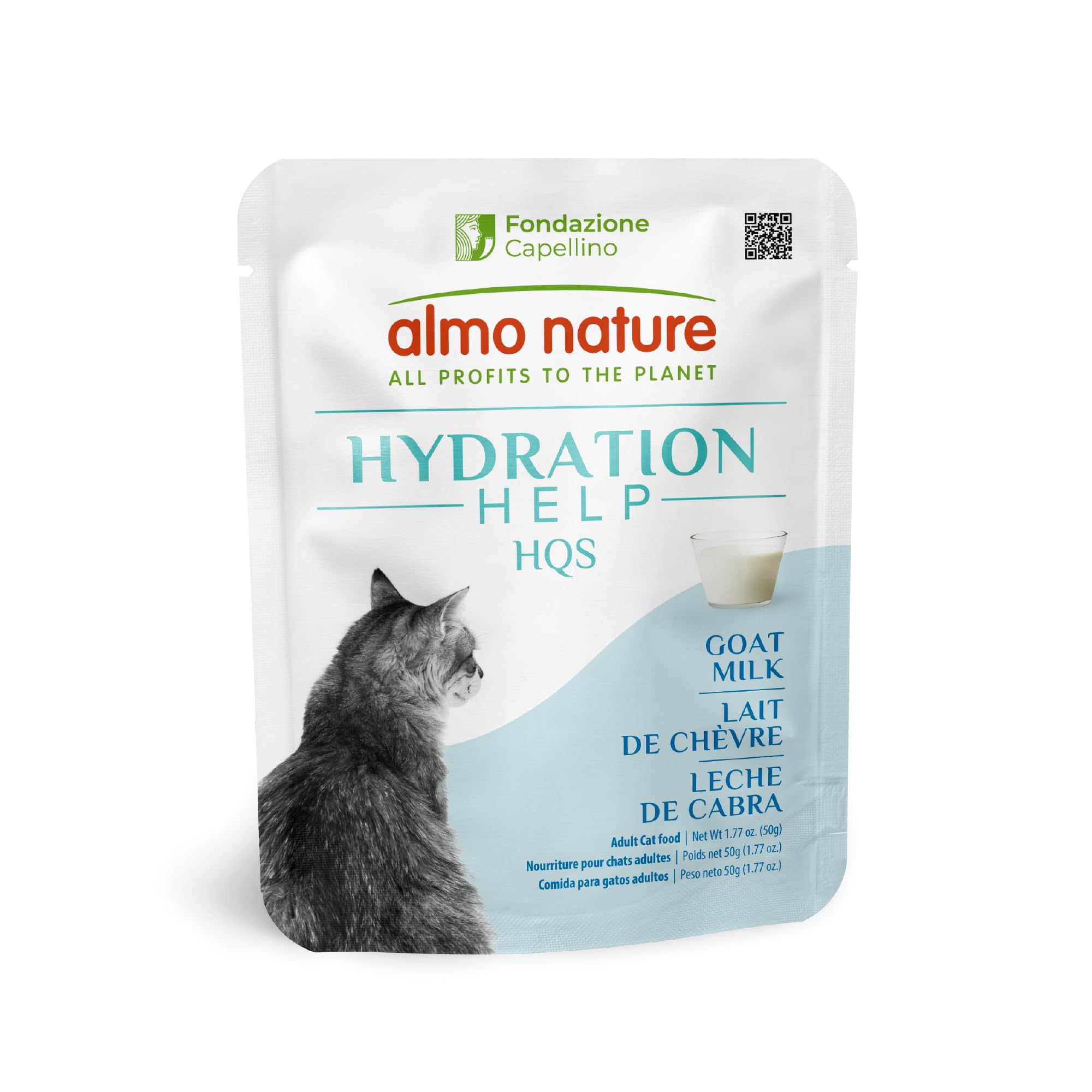 almo nature HQS Hydration Help - Wet Cat Food - Goat Milk, Broth - Pouches, 1.77oz (Pack of 12)