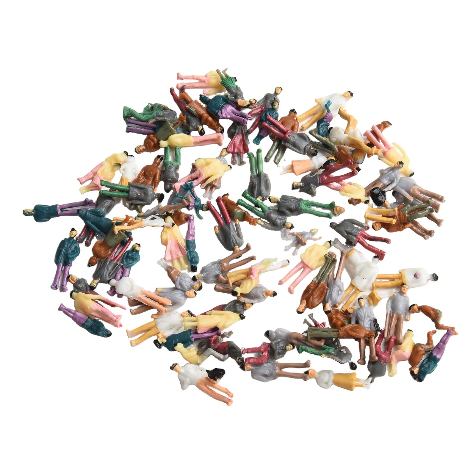 100 figuras pintadas sentadas y de pie, modelos de mesa de arena, mesa de arena de bricolaje, mini persona pequeña de color para escenas en miniatura (1:100)