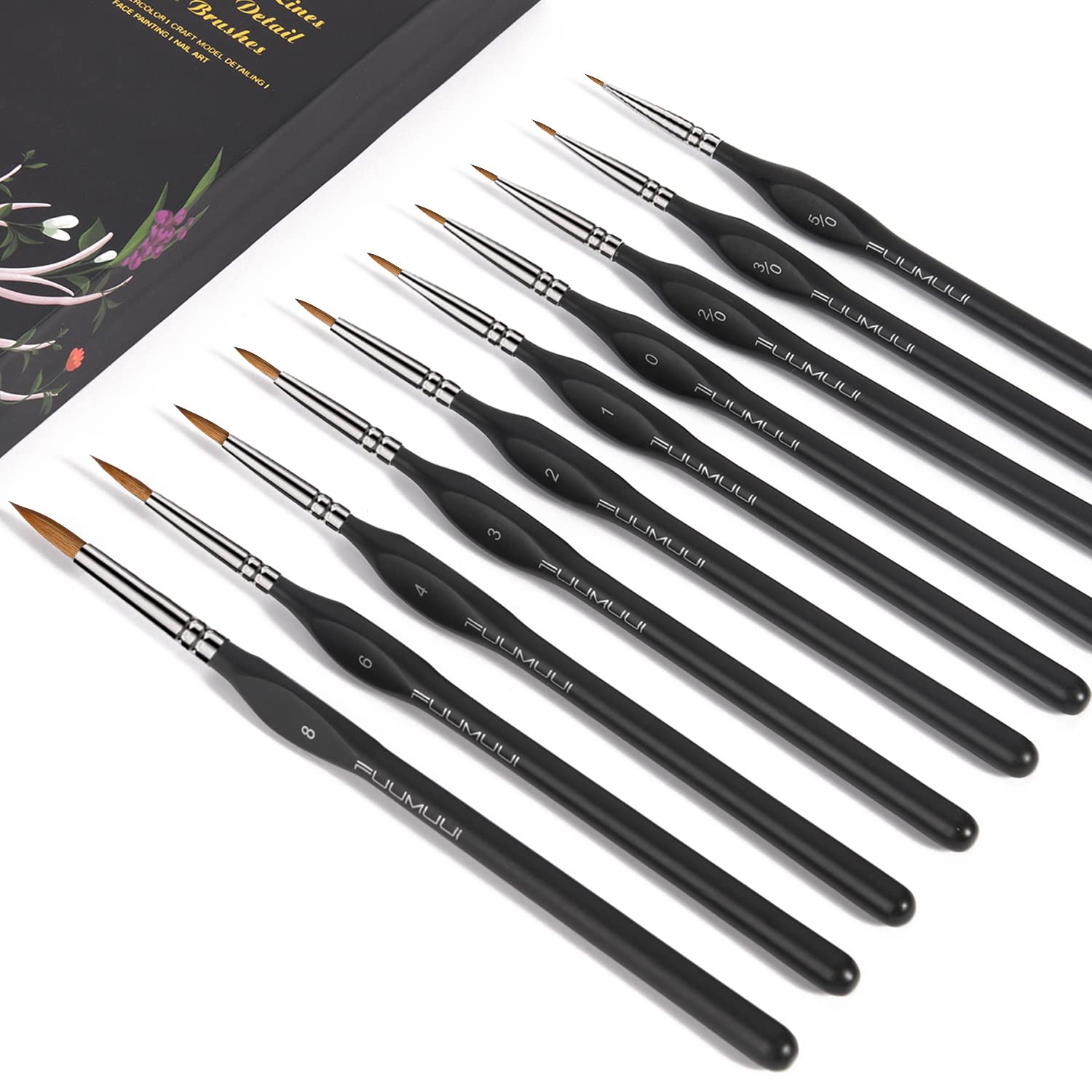 Kolinsky Sable Watercolor Brushes, 10pcs Sable Detail Paint Brush Set