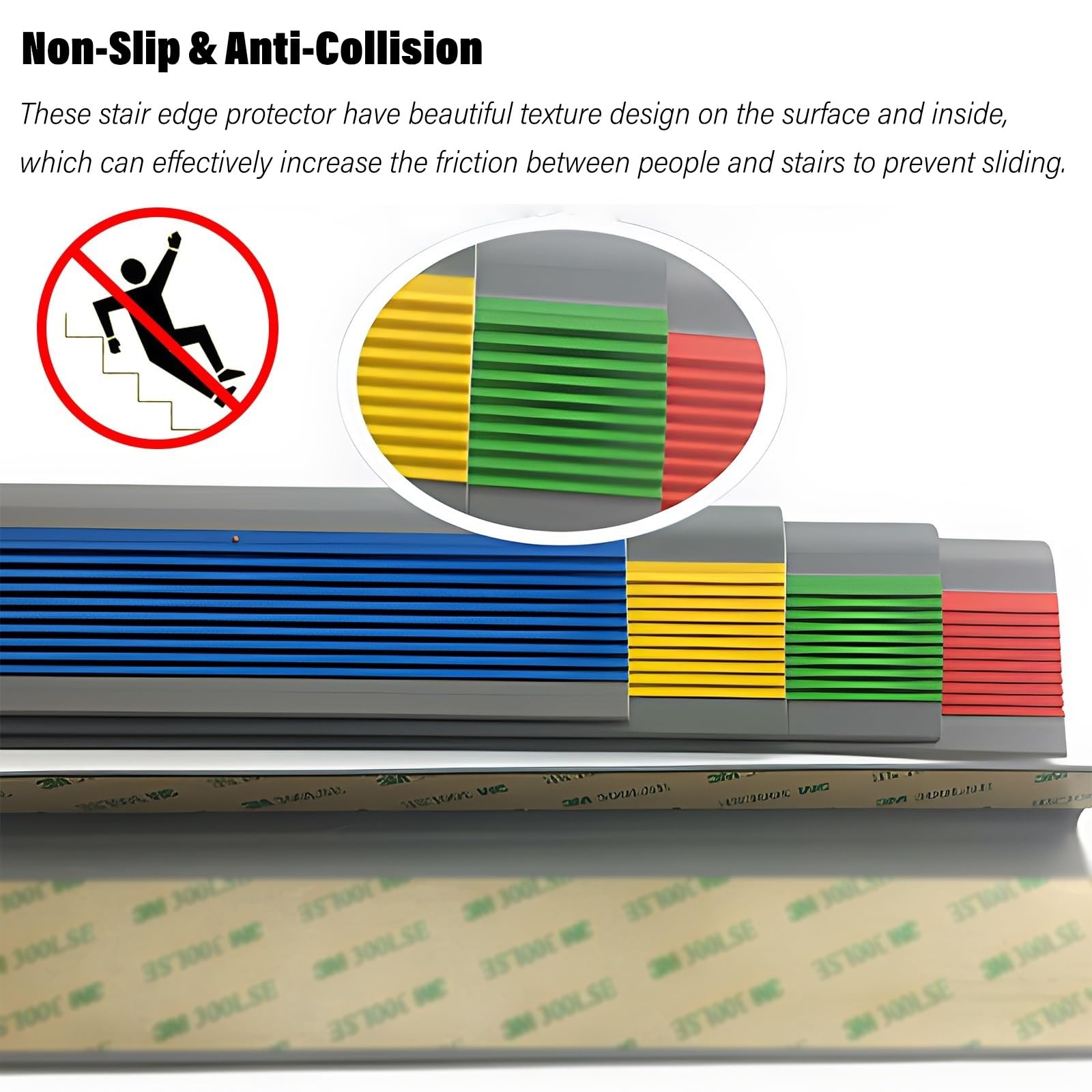 Cinta antideslizante para bordes de escaleras, PVC y goma, protección antideslizante para escalones de interior/exterior, color verde, 7 cm x 127 cm, agarre de seguridad para el hogar y la oficina