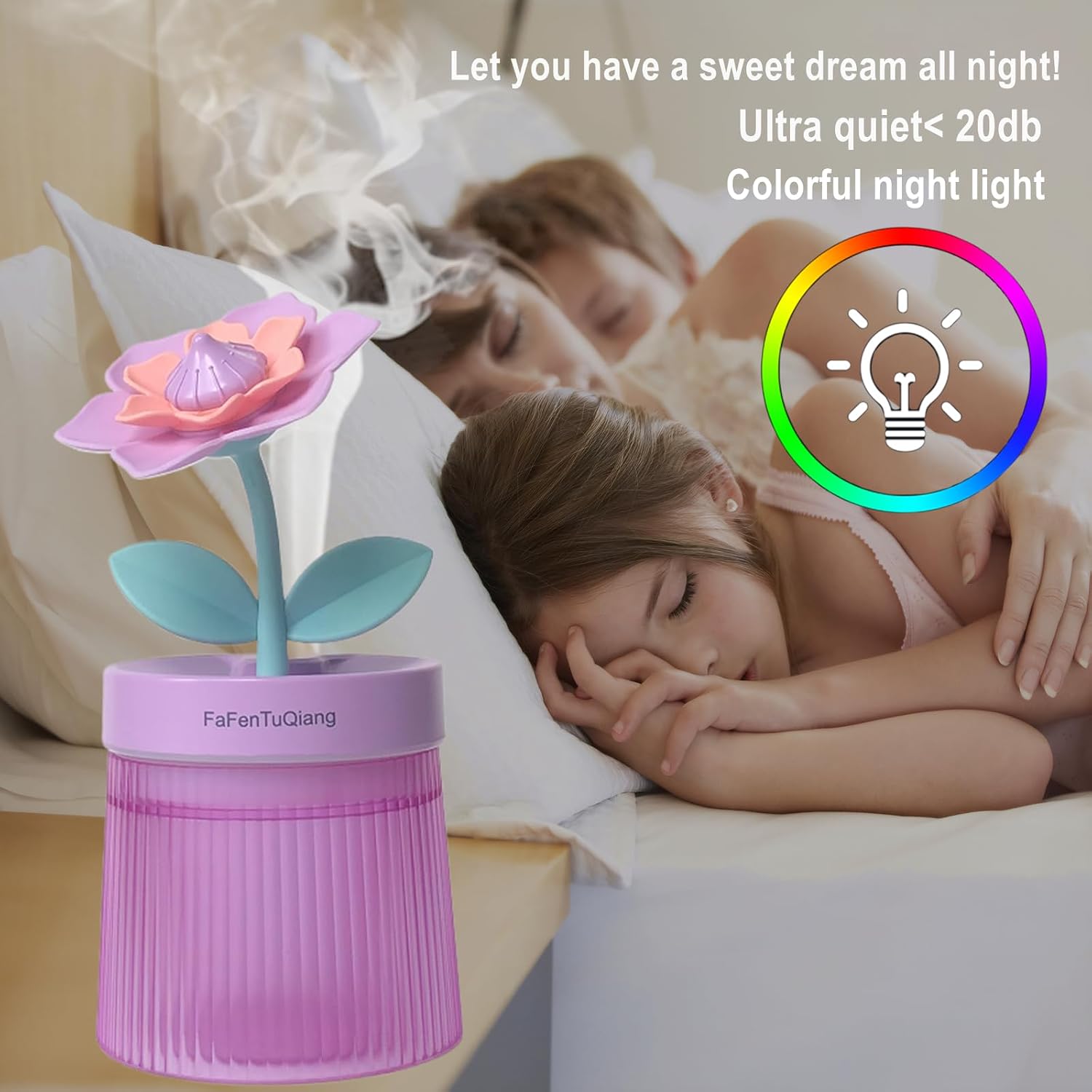 Desk Mini Humidifier,Personal Small Humidifier Diffuser 260ml Portable with Cool Mist, Auto Off,Colorful Light,Top Fill Air Humidifier for Plants Home Bedroom Office Travel Women Birthday Girlfriends