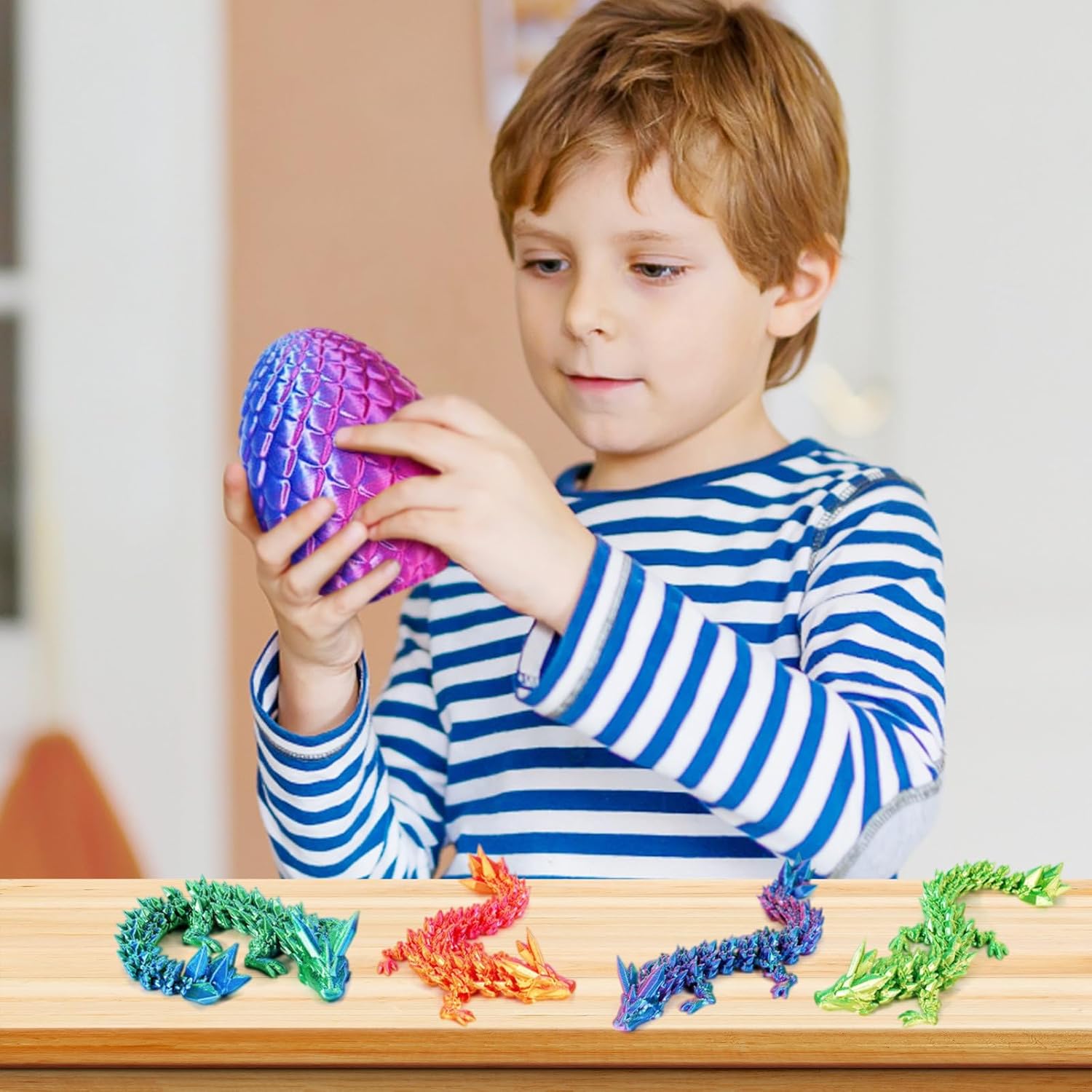 4PCS 3D Printed Dragon Eggs with Dragon Inside Mini Dragon Egg Set Articulated Animals Fidget Surprise Easter Eggs B - Image 3