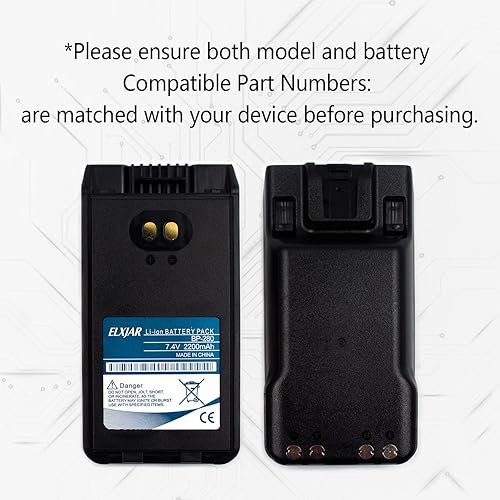 Miniatura 4 de elxjar Paquete de 2 baterías de repuesto de iones de litio de 7.4 V BP-280 para ICOM F1000 F1000D F1000S F1000T F1100 F2000 F2000D F2000S F2000T