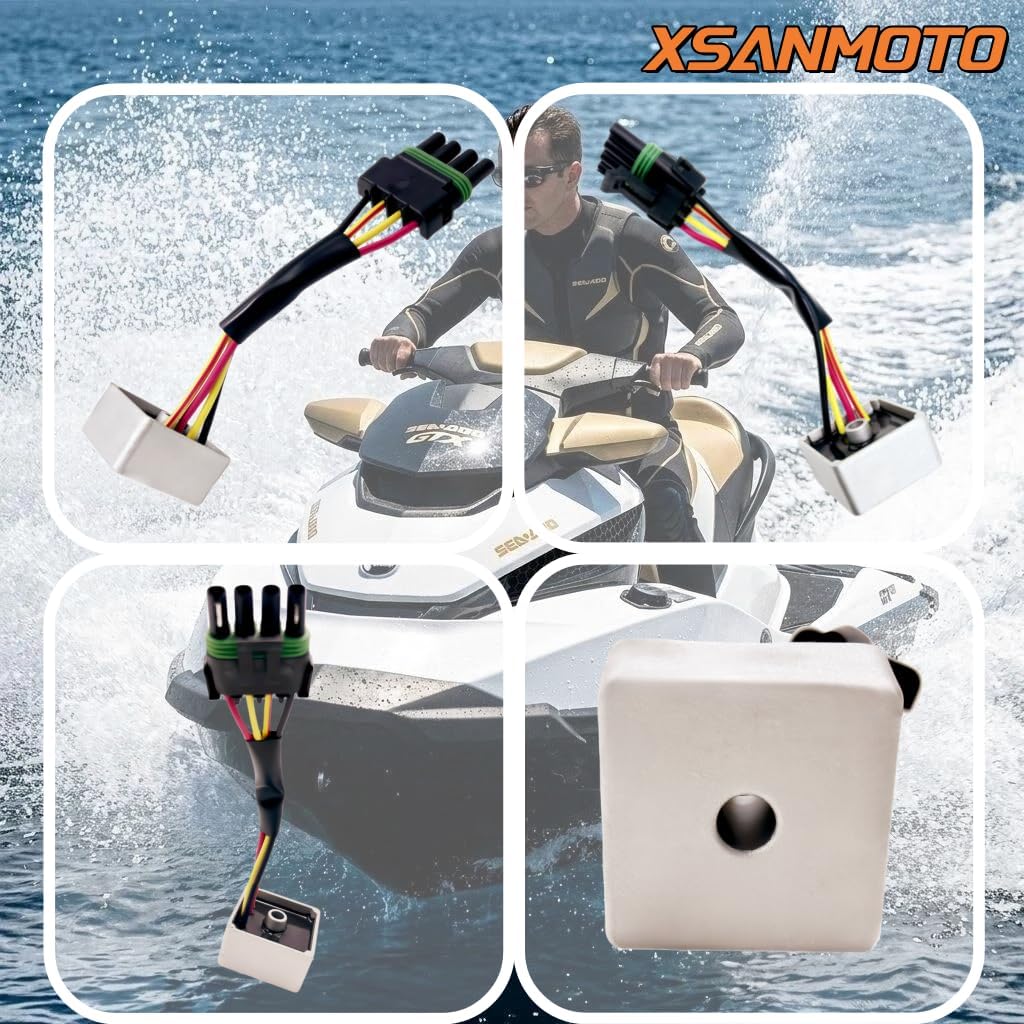 Voltage Regulator Rectifier 4 Wires 12V Compatible with Sea‑Doo GS 1997‑2001 GSI 1997 GTI 1997‑2005 GTS 1997‑2001 Replace OEM 278001239 278001056