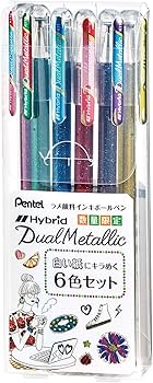 Amazon.co.jp: Pentel Dual Metallic K110-6STA Glitter Ballpoint Pen