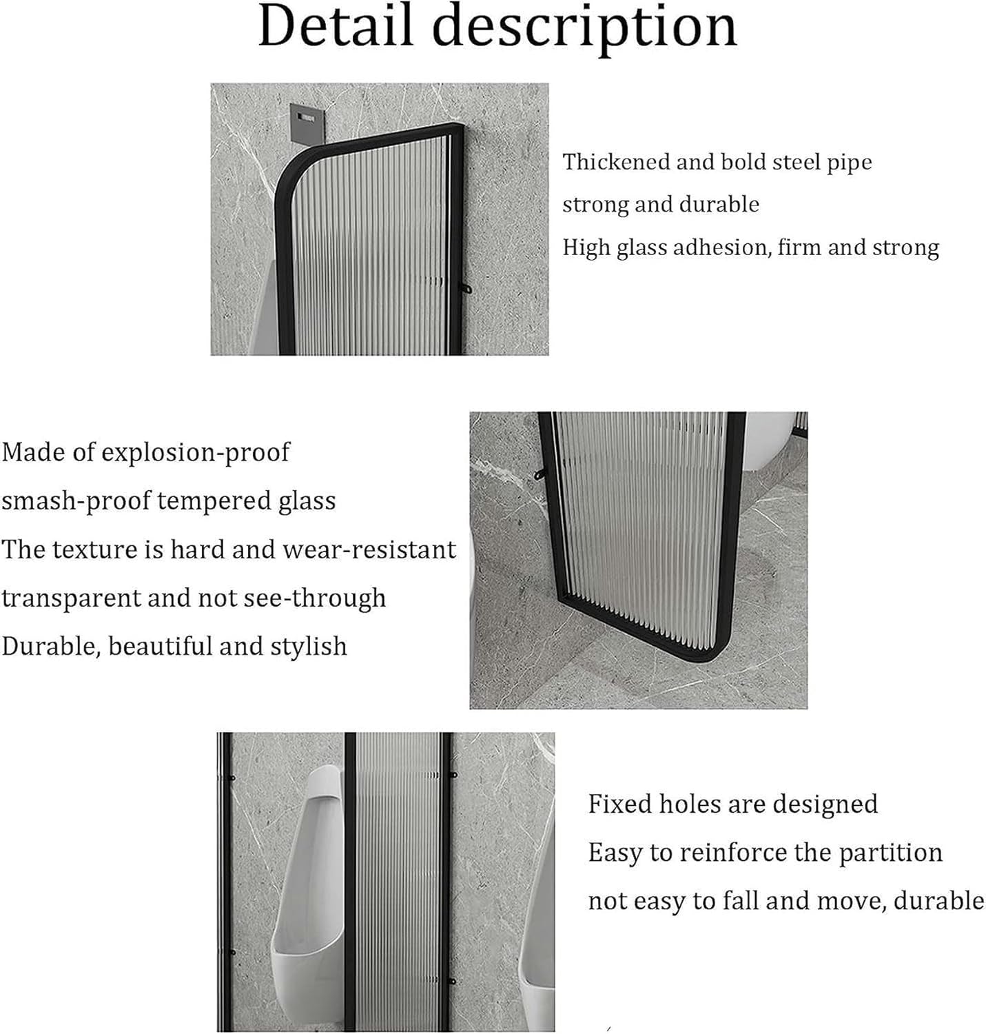 Toilet Screen Toilet Screens Divisor of The Toilet Partition Wall Translucent Glass Panels, Deflector of Privacy Screen Protection of Urinal, Panel of