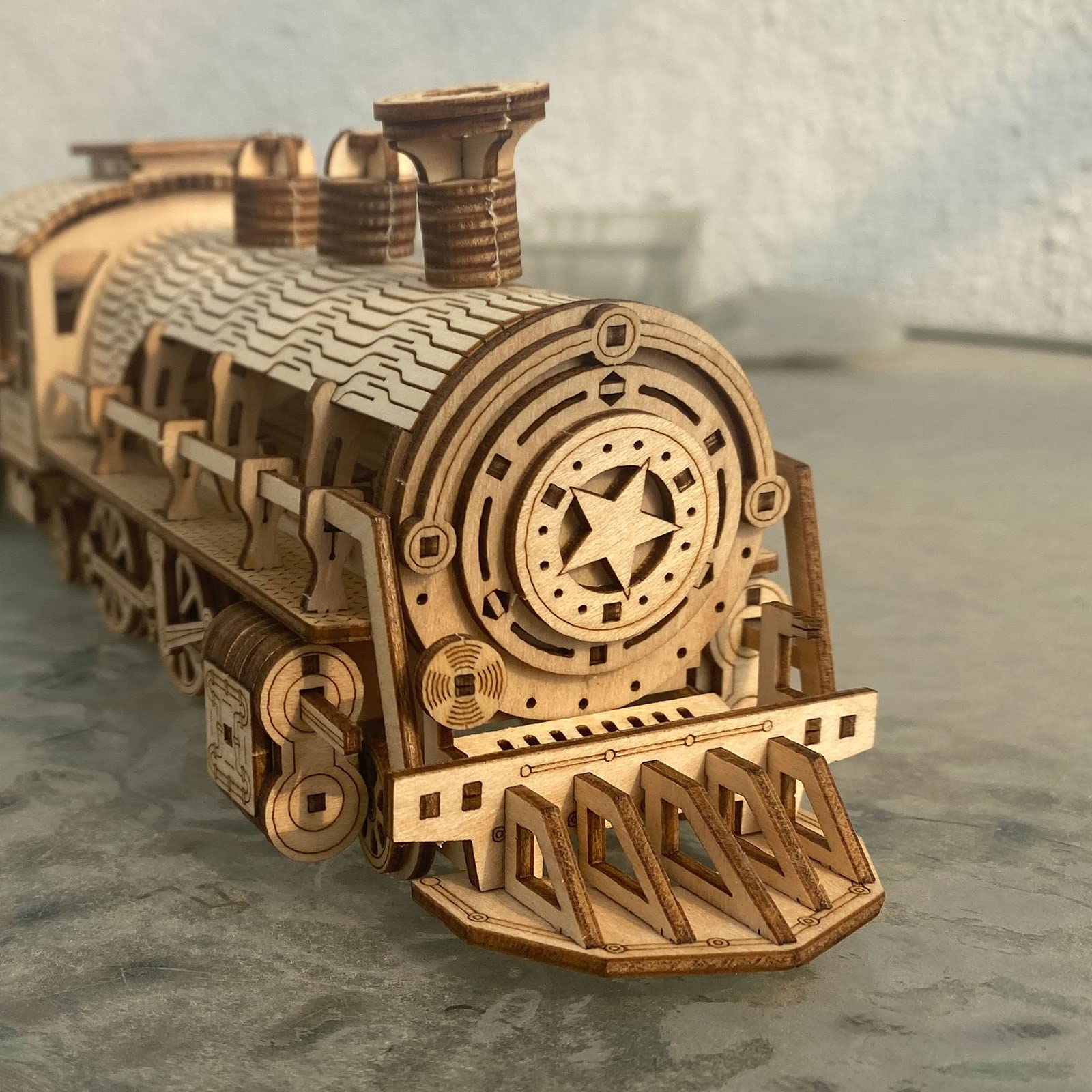 Szybki pociąg – "zrób to sam" 3D drewniane puzzle zestaw modelarski – wycinane laserowo drewniane puzzle zestaw do majsterkowania