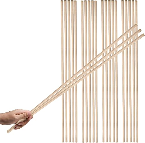 20 varillas de madera de 24 pulgadas Varillas de madera de 14 pulgadas x 24 pulgadas para manualidades, barra de madera de bambú, palos de madera