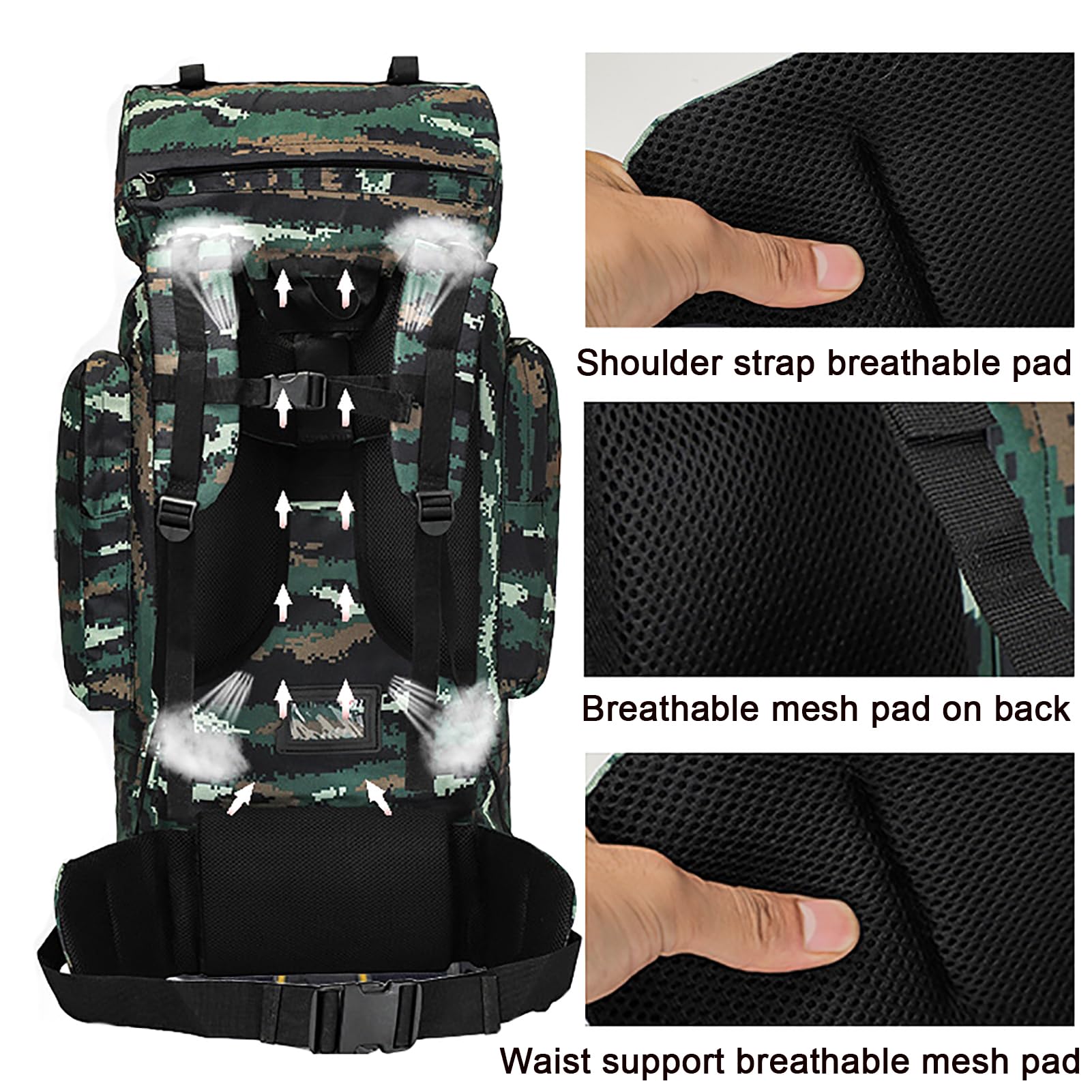 110L Zaini da Hiking Trekking Zaino da Campeggio con Telaio Interno e parapioggia Survival Zaino Militare Tattico per Uomo Donna Impermeabile Zaino da Viaggio per Escursionismo