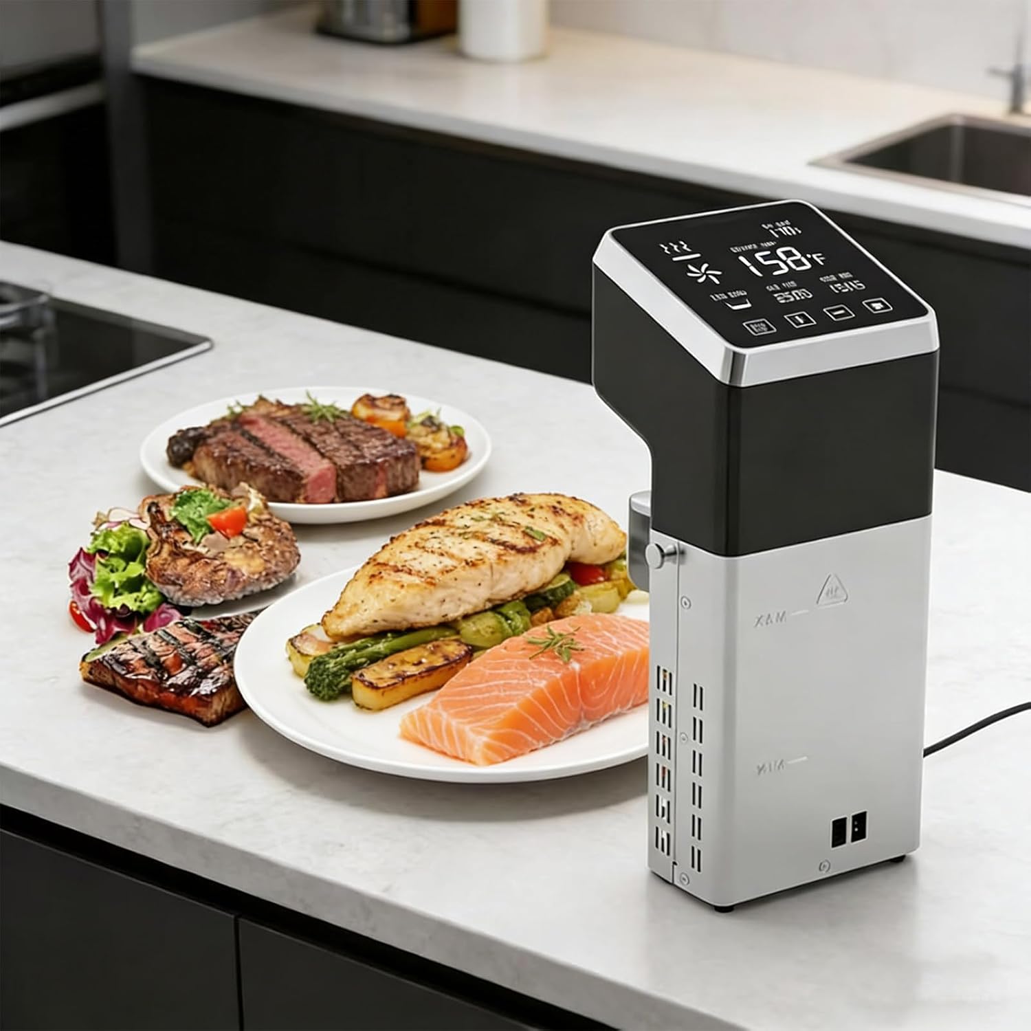 Thermal Sous Vide Machine – Precision Immersion Circulator with 1600W Power, Accurate Temperature Timer, Powerful Pump Design; for Steak, Seafood, Vegetables and Enthusiasts