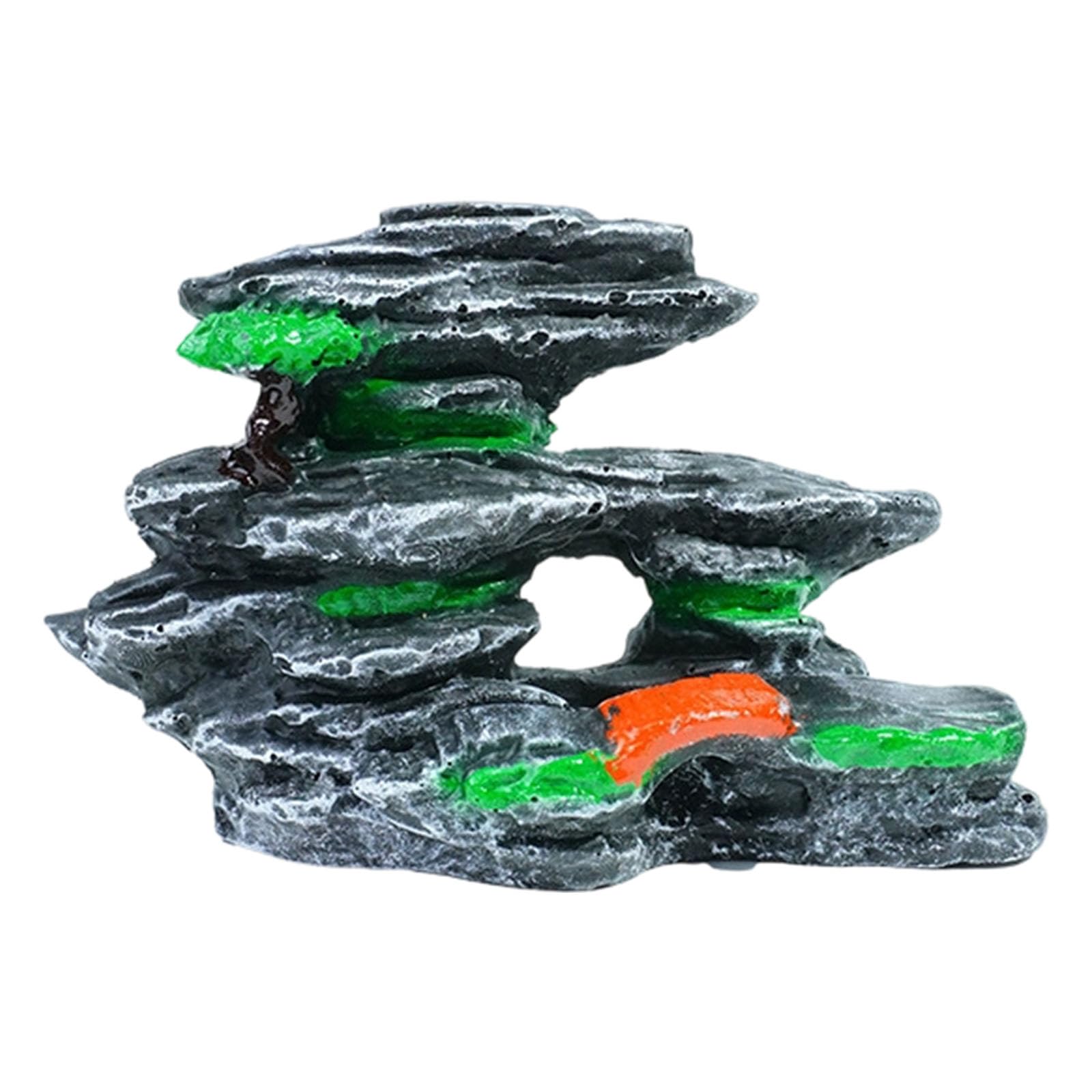 ZEPFJHE Handcrafted Resins Aquascaping Ornament Fake Rock Mountain with Mosses Decoration for Fish Shrimp Aquariums Accessories Aquarium Decoration