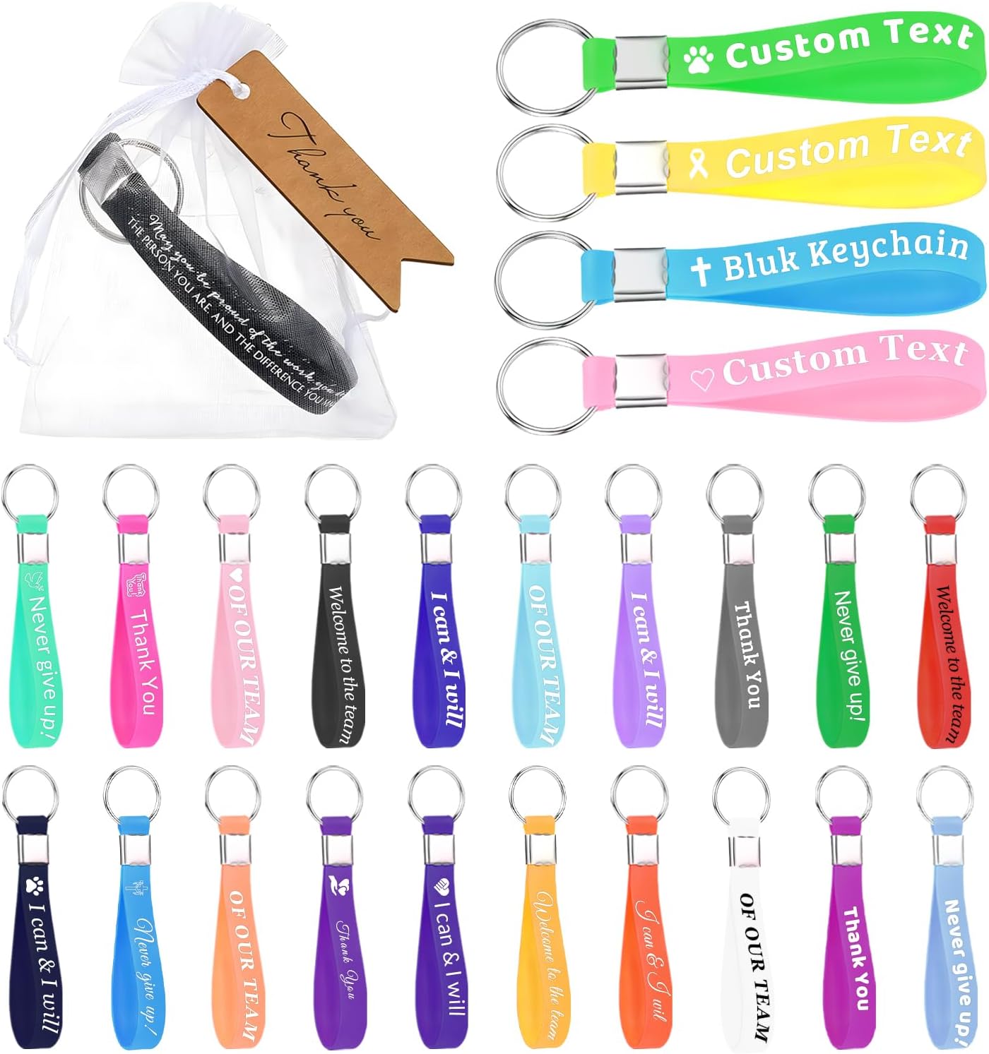 Text Keychains Amazon.com: Syntix 5/10/50/100 Custom Silicone Keychain Bulk ...