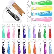 BEXOA 5/10/50/100 Customise Silicone Keychains Bulk, Personalised Rubber Key Rings Customised Text/Logo Keyrings for Events Motivational Key Chains Thank You Gifts Party Favors