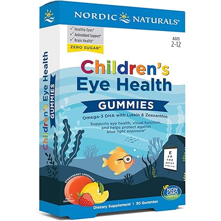 Nordic Naturals Children’s Eye Health Gummies, Strawberry Lemonade - 30 Gummies - 484 mg Total Omega-3s with EPA, DHA, Lutein & Zeaxanthin - Brain Health, Antioxidant Support - Non-GMO - 30 Servings