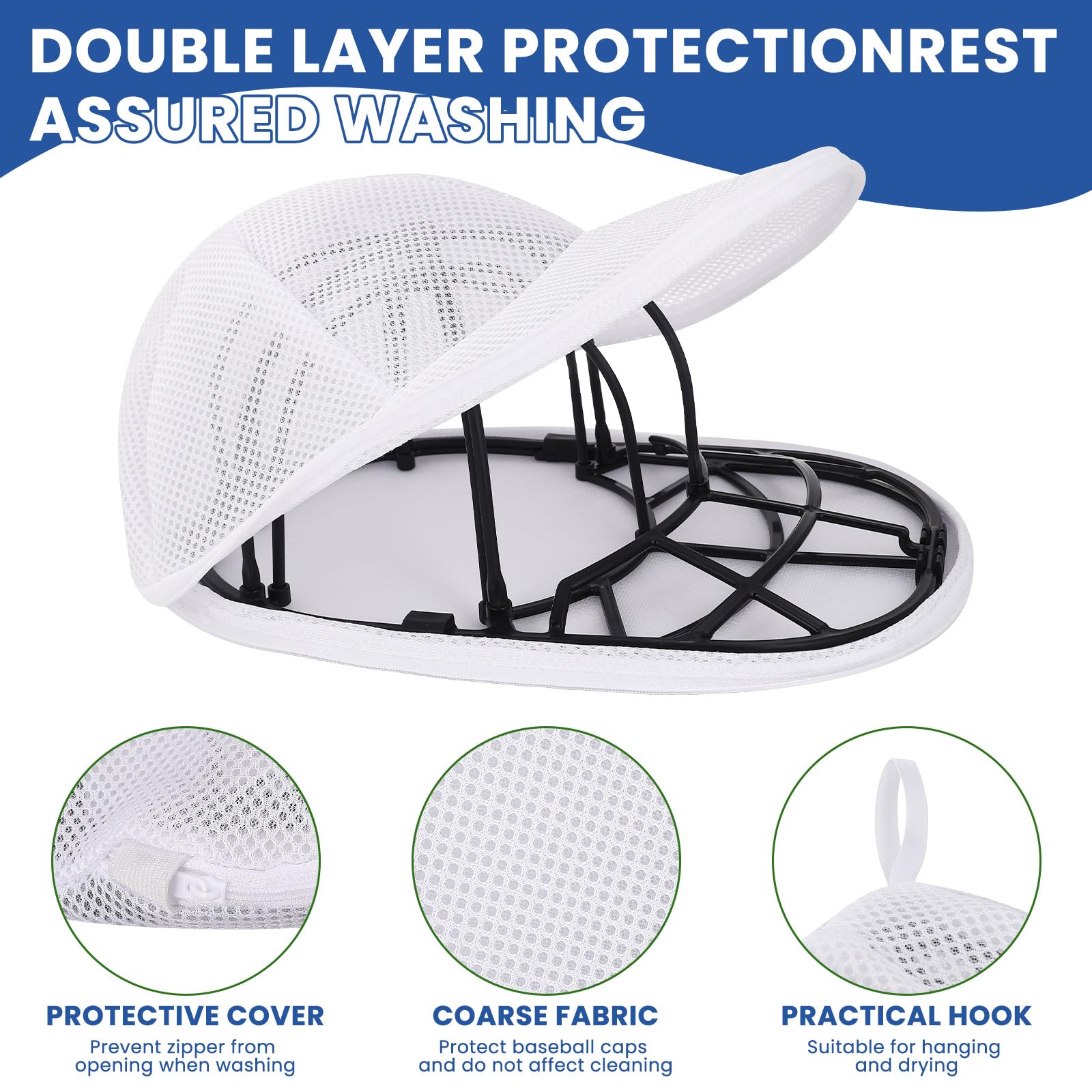 Acsatont Cage De Lavage Casquette De Baseball Pliable - Support Protection Chapeau Avec Cadre