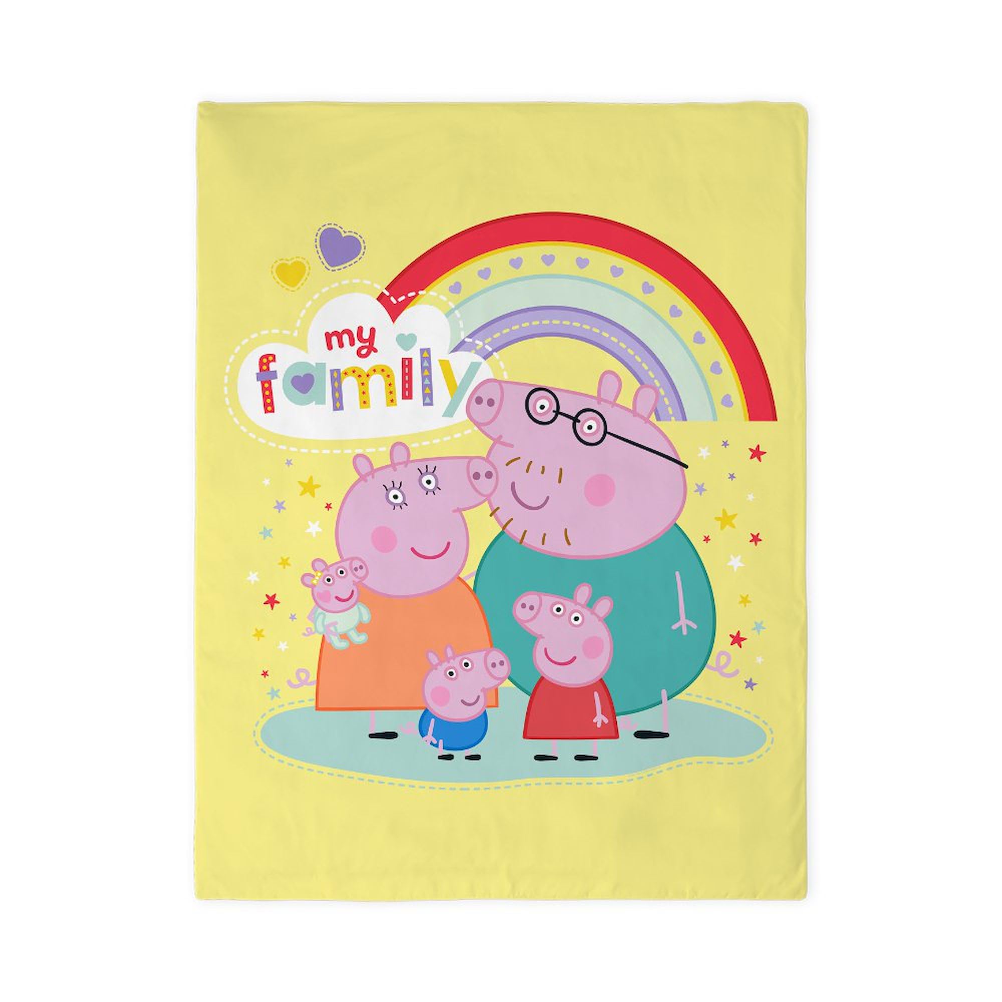 CafePress Peppa Pig: My Family Twin Duvet Cover, Printed Comforter Cover, Unique Bedding,