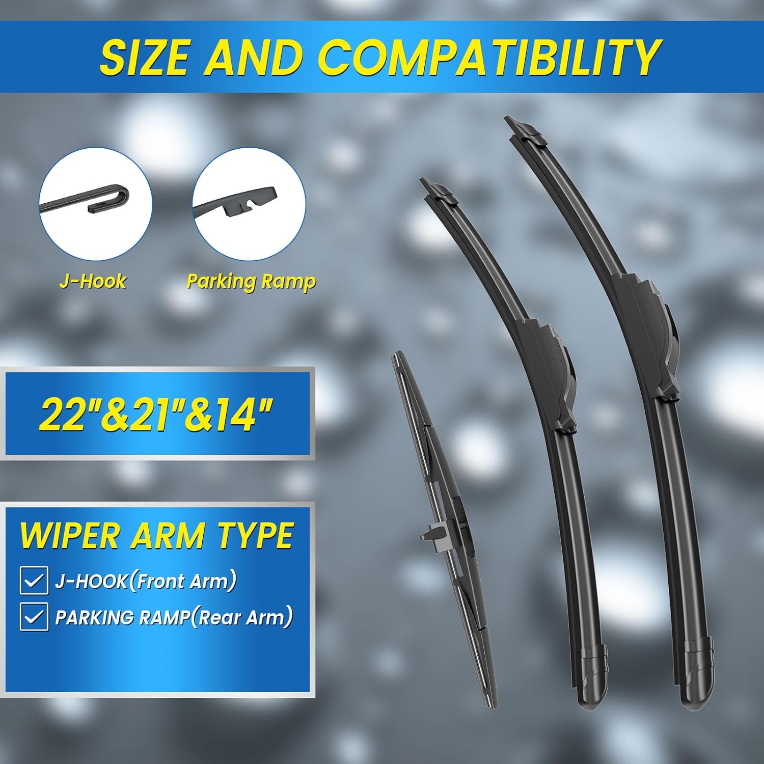 Gavimnal® Windshield Wiper Blades Replacement For Honda Pilot 2009 2010 2011 2012 2013 2014 2015,All-Season Front Rear Wiper Blades And Rear Wiper Arm Set For My Car(Set of 4)