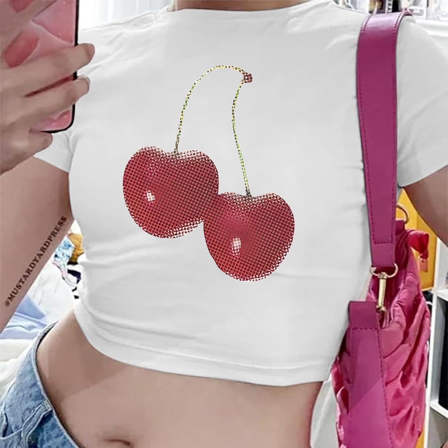 Y2k Shirt Baby Tees for Women Cute Cherry Graphic Cropped Shirt Vintage Print T Shirts 2000s Retro Aesthetic Tee Tops - Image 5