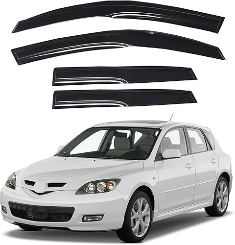 munirater Reemplazo del deflector de protección contra la lluvia de la visera lateral para Mazda 3 Hatchback 2004-2009