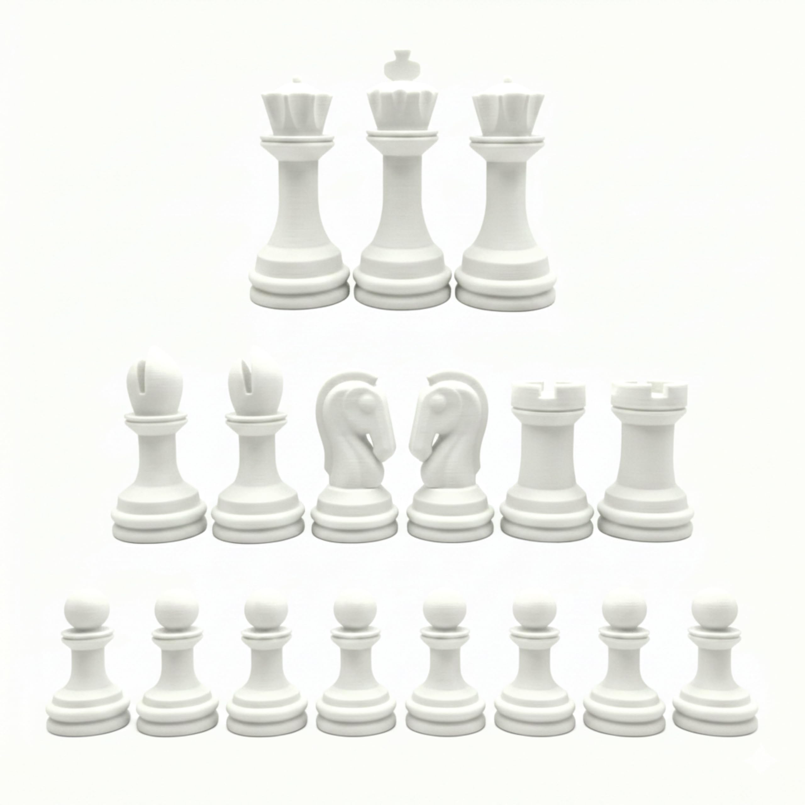 Staunton Chess Pieces Half Set, 17 White Pieces, 3.75" King