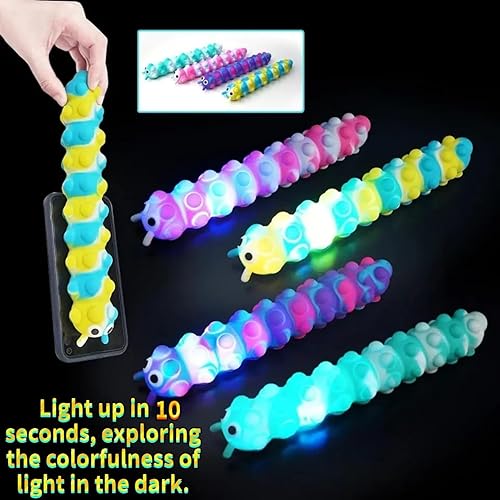 Miniatura 5 de MYHJL 4Pack Adult Kids Long Sucker Bubble with 3D Led Light Grow for 4 Seconds Silicone Suction Cup Push Pop Slug Fidget Sensory Toys Finger