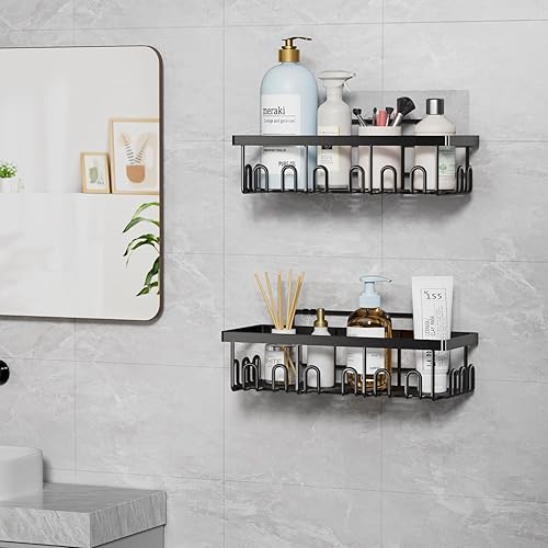 Miniatura 7 de Organizador de ducha con soporte para jabón y cepillo de dientes, organizador de acero inoxidable para organizadores y almacenamiento de baño, sin