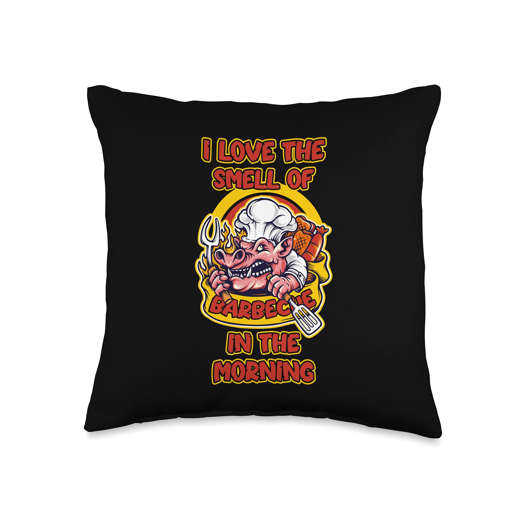 Barbecue Masters Look Great With Our Gear I Love The Smell of Barbecue in The Morning-Barbeque Chef Throw Pillow, 16x16, Multicolor