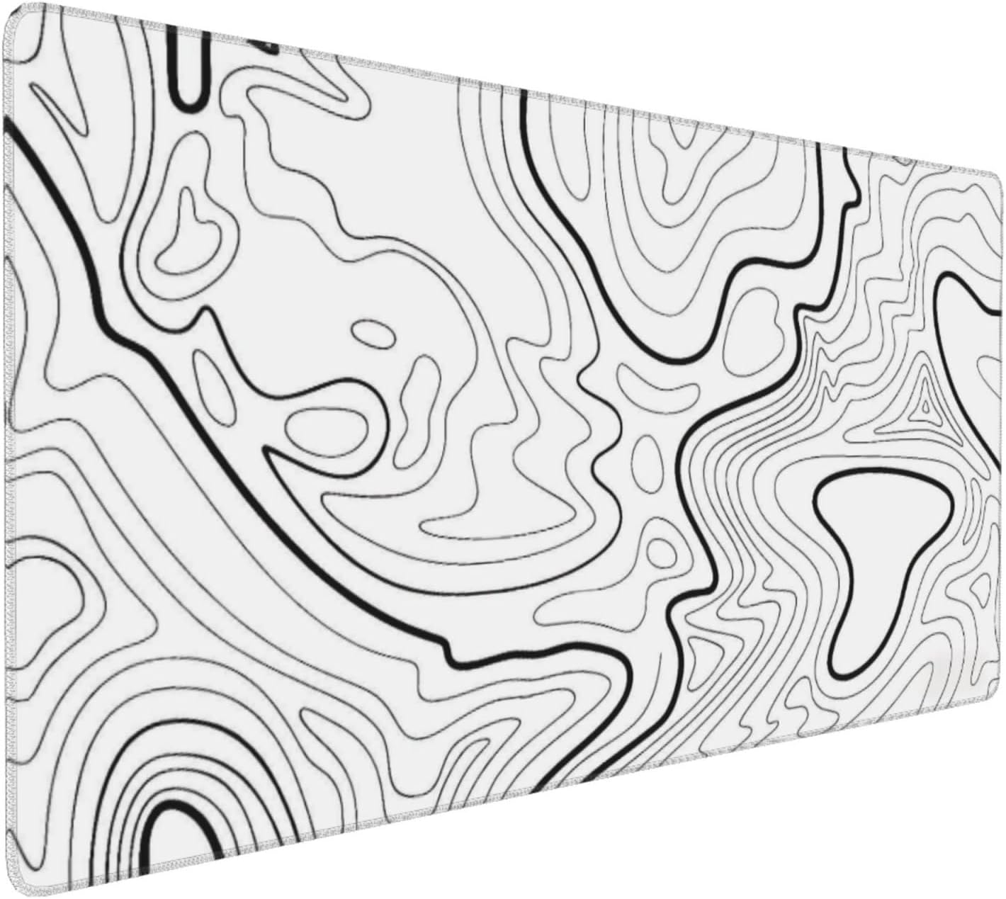 XXL White Topographic Contour Big Mouse Pad Large,Gaming Mouse Pad Desk Pad,35.4x15.7x0.12 Inch Long Computer Keyboard Mouse Mat Mousepad Non-Slip Base and Stitched Edge for Gaming and Office