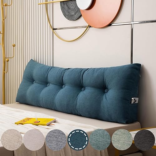 QINFFRRMI Cotton Linen Triangular Wedge Pillow Removable Headboard Backrest Bolster Backrest Positioning Support Pillow Cushion Daybed Pillow for