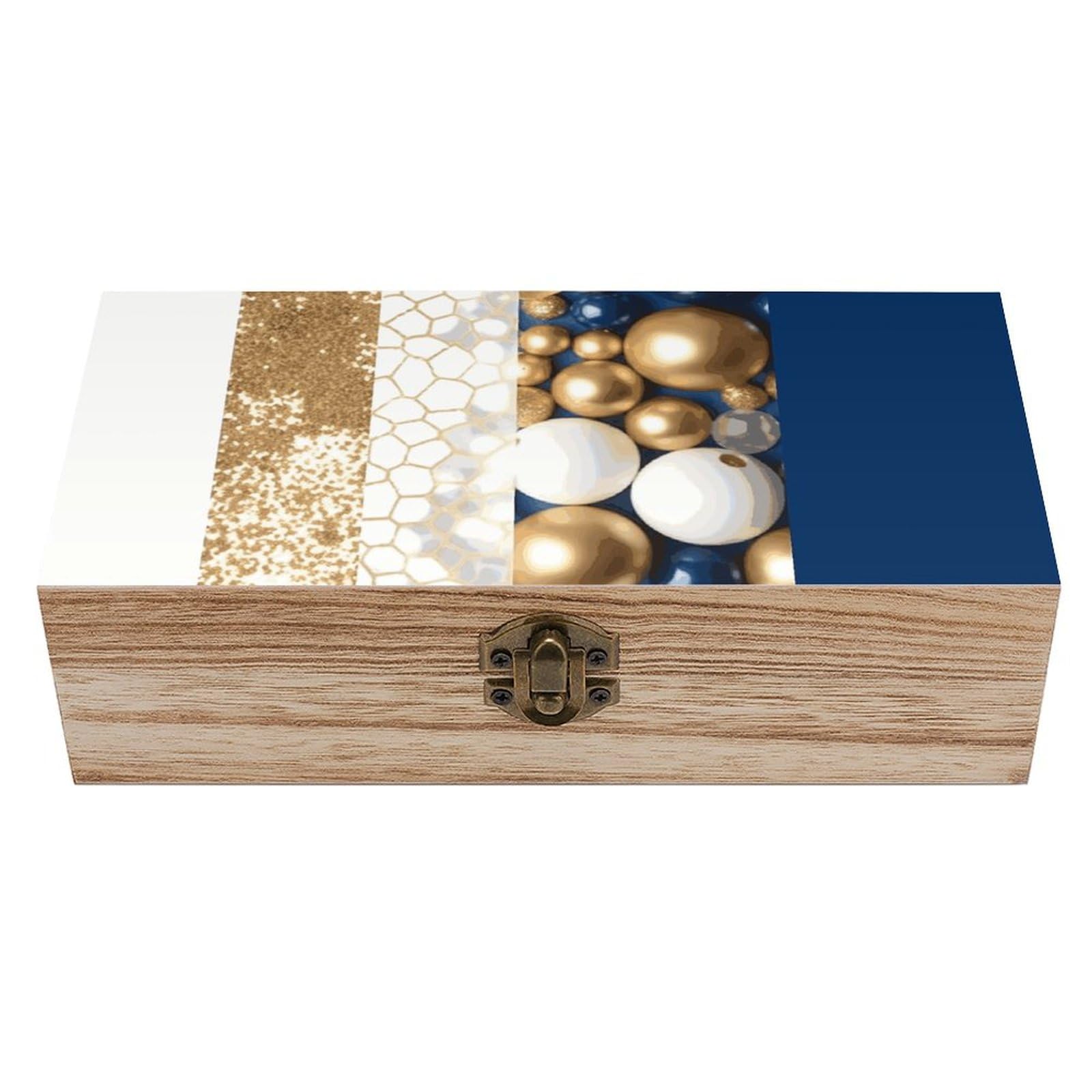 Boîte en bois ornement doré et bleu, l'écrin de rangement haut de gamme pour vos souvenirs
