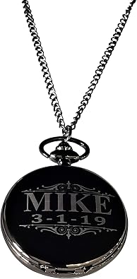 1 Personalized Pocket Watch - Customized Wedding Gifts - Engraving, Box, Chain is Included, in 5 Colors - Custom Made