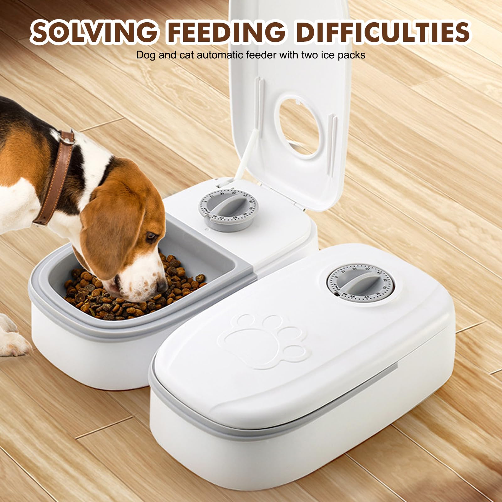 PORFOYO Katzenfutter Automat 2 Mahlzeiten, Futterautomat Katze Nassfutterautomat für Katzen, mit 48h Timer, 700 ml Trocken- und Nassfutter, für Katzen und kleine Hunde