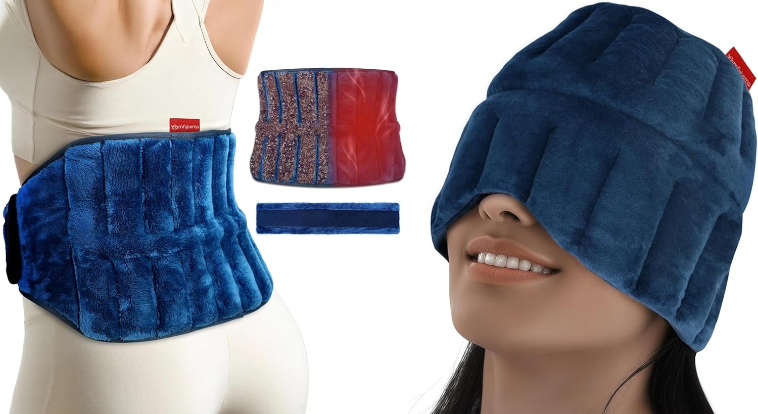 Comfytemp Microwave Moist Heating Pad for Back, Migraine Headache Relief Cap
