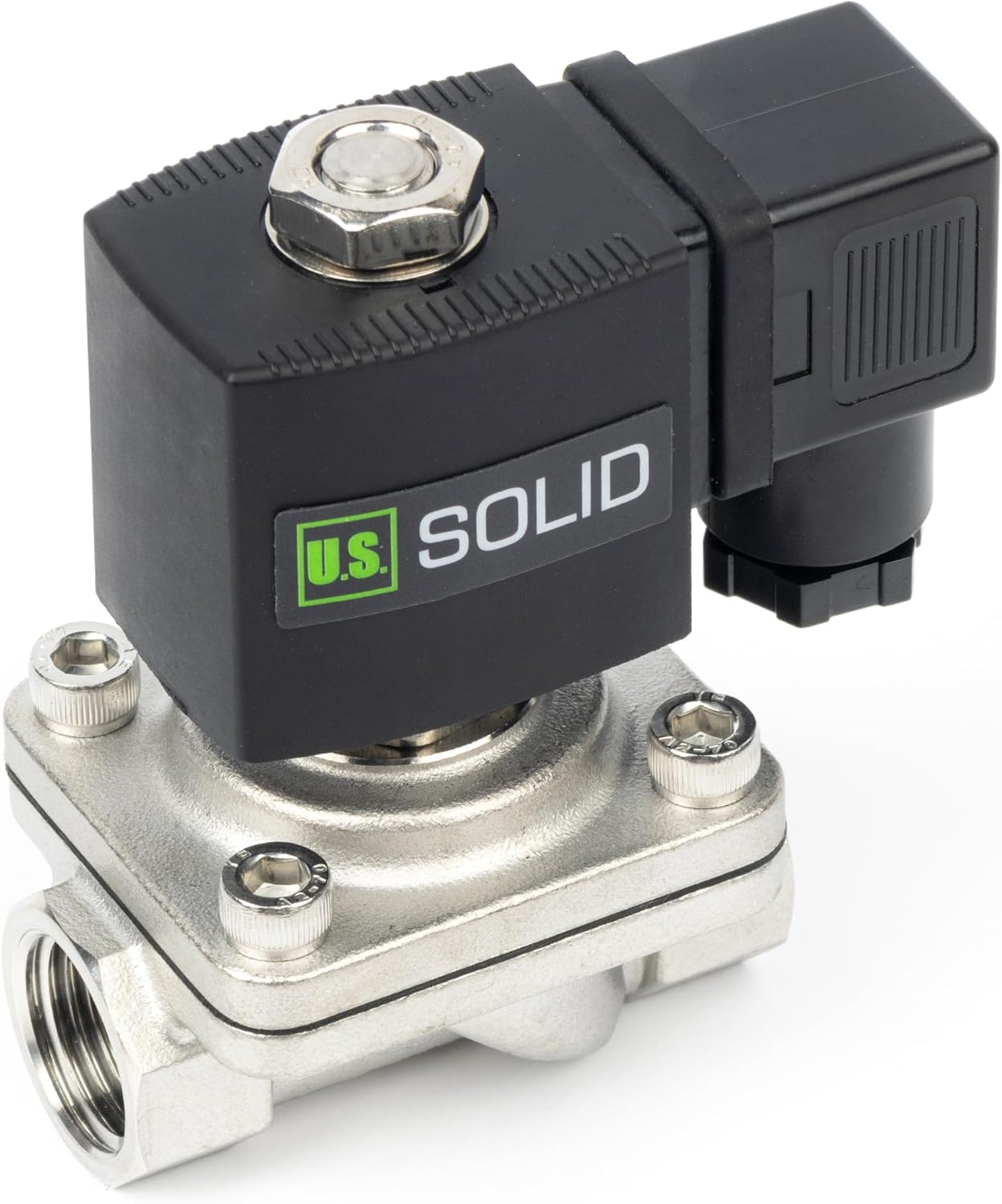 U.S. Solid 1/2" Stainless Steel Solenoid Valve - 110V AC Normally Closed Electric Solenoid Valve with Viton Seal, Junction Box Type