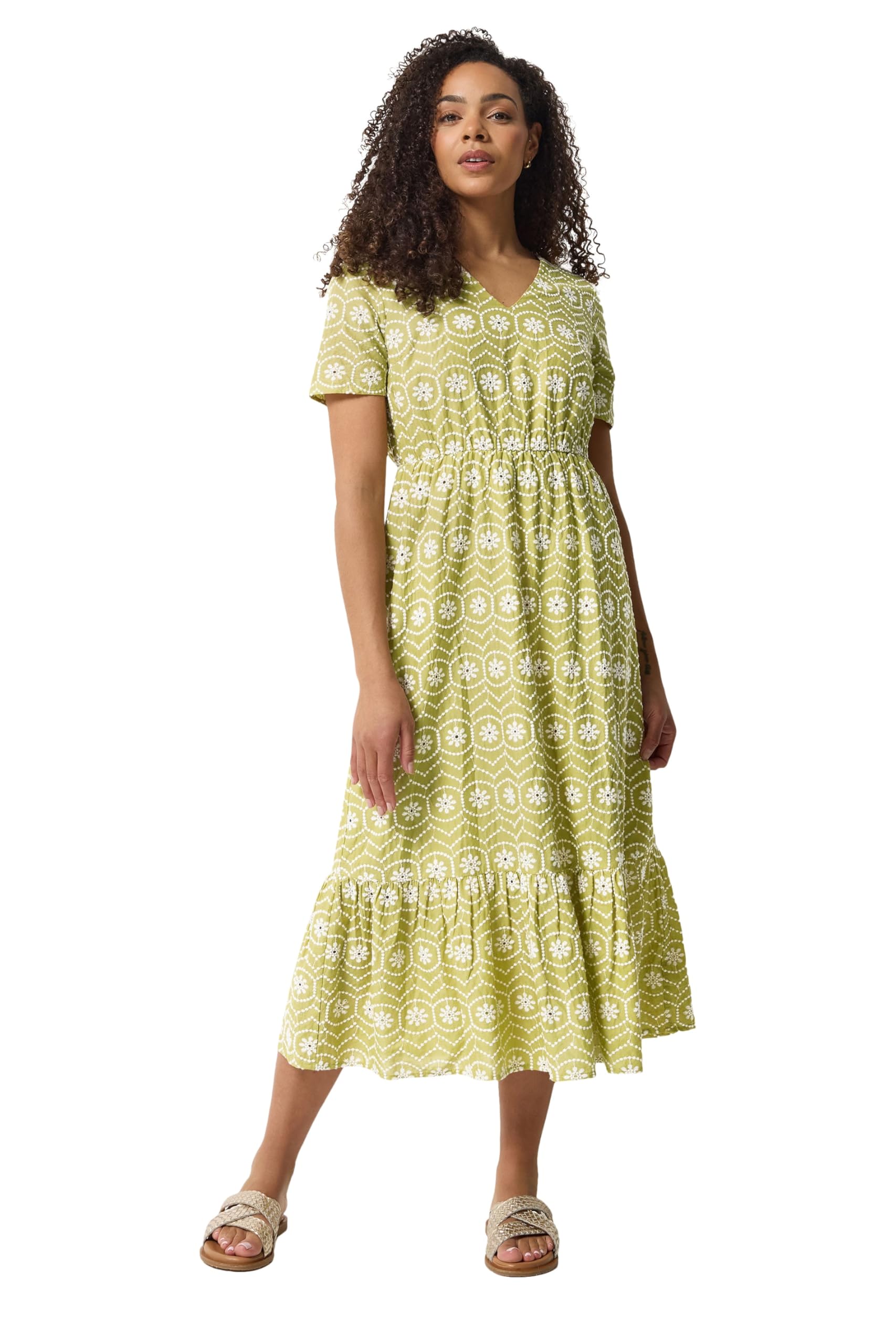 Women's Green M&Co M&Co Light Floral Embroidered Maxi Dress Size 20