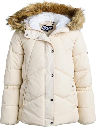 Miniatura 2 de DKNY Chaqueta de invierno para niñas, parka acolchada con burbujas acolchadas, abrigo pesado para niños pequeños, niñas (2T-16)