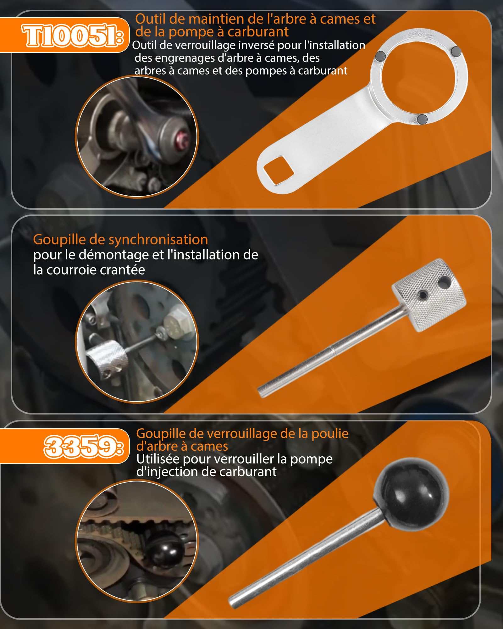Outils de Calage Distribution Kit Compatible avec VW pour Audi pour SEAT pour Skoda T10264 T10265 T10490 T10051 3359 T10060A pour 1.4 1.6 2.0 TDI CR EA288 Engine Outils Courroie Distribution Moteur