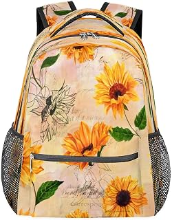Mochilas para meninos e meninas, mochila escolar com vários bolsos, flamingo, animal colorido, impermeável, com alça de ombro ajustável para viagens, caminhadas, acampamento, Multi, Medium, Mochilas Daypack