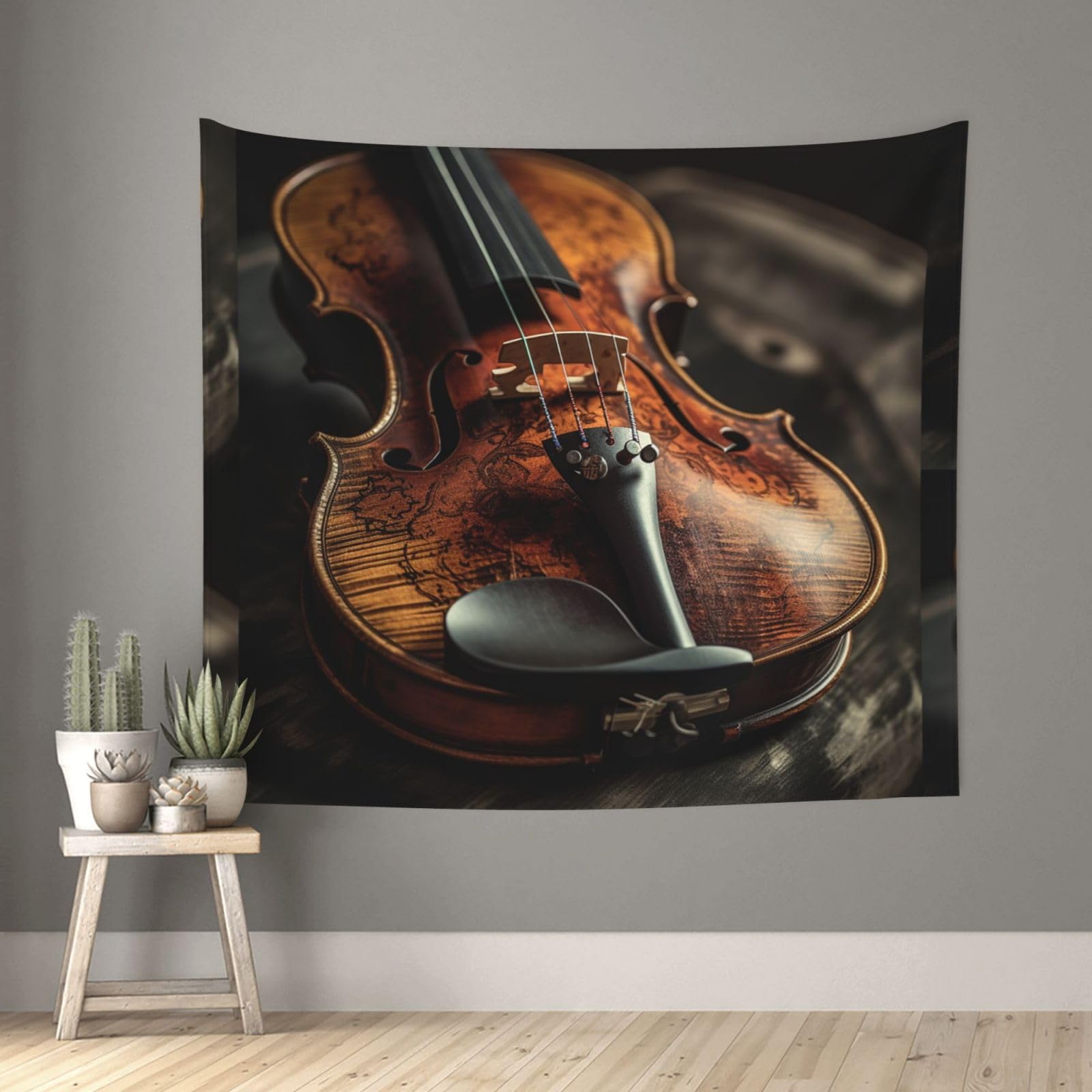 QMKFWT Living Room 60x51 InchViolin Tapestry Backdrop Wall Hanging Flag Indoor Outdoor Wall Art Tapestries Wall Decor Blanket Beach Throws Funny Banner Poster for Dorm, Bedroom