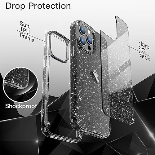 Miniatura 6 de JETech Funda con purpurina para iPhone 13 Pro de 6.1 pulgadas, a prueba de golpes, bonita y brillante para mujeres y niñas (rosa)