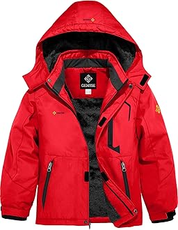 GEMYSEBoy's Waterproof Ski Snow Jacket Hooded Fleece Windproof Winter Jacket