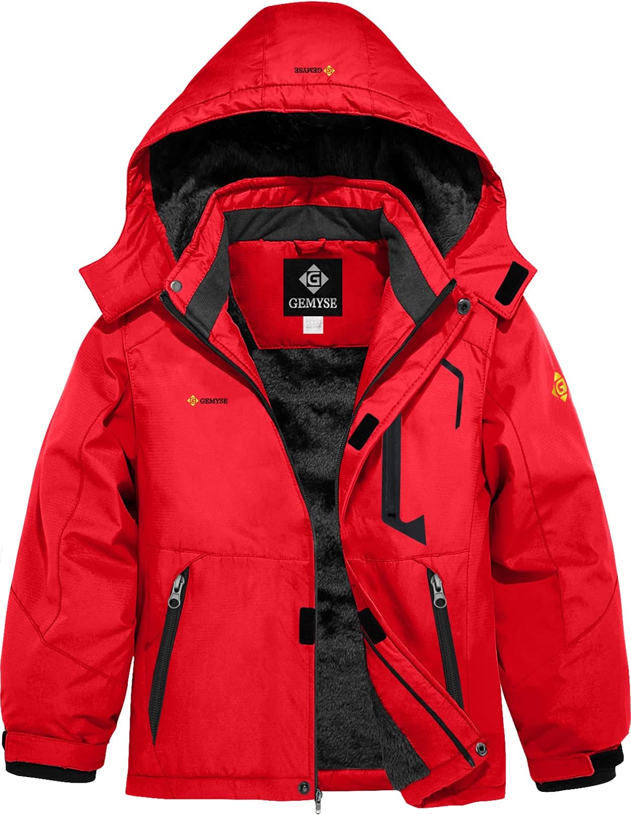 Boy's Waterproof Ski Snow Jacket Hooded Fleece Windproof Winter Jacket